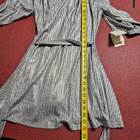 Tularosa Dries Mini Dress Sz M Silver Metallic Belted Pleated Cocktail Party - Picture 16 of 16